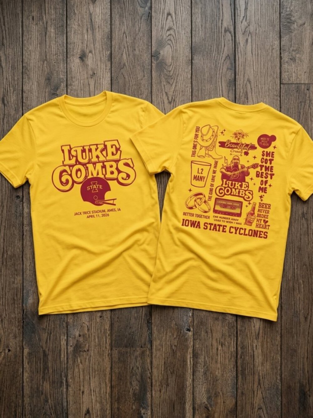 Luke Combs lowa State Cyclones Country Concert Graphic Tee Vintage